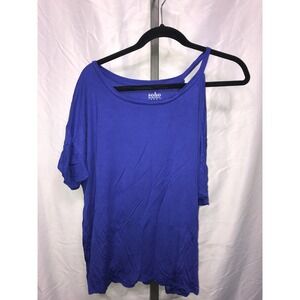 Soho Royal Blue Cold Shoulder Cutout Strap Tunic Top Womens XL